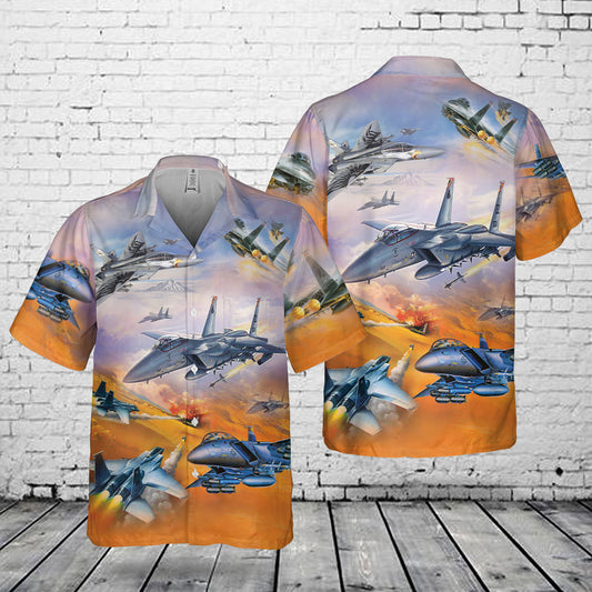 US Air Force McDonnell Douglas F-15 Eagle Pocket Hawaiian Shirt