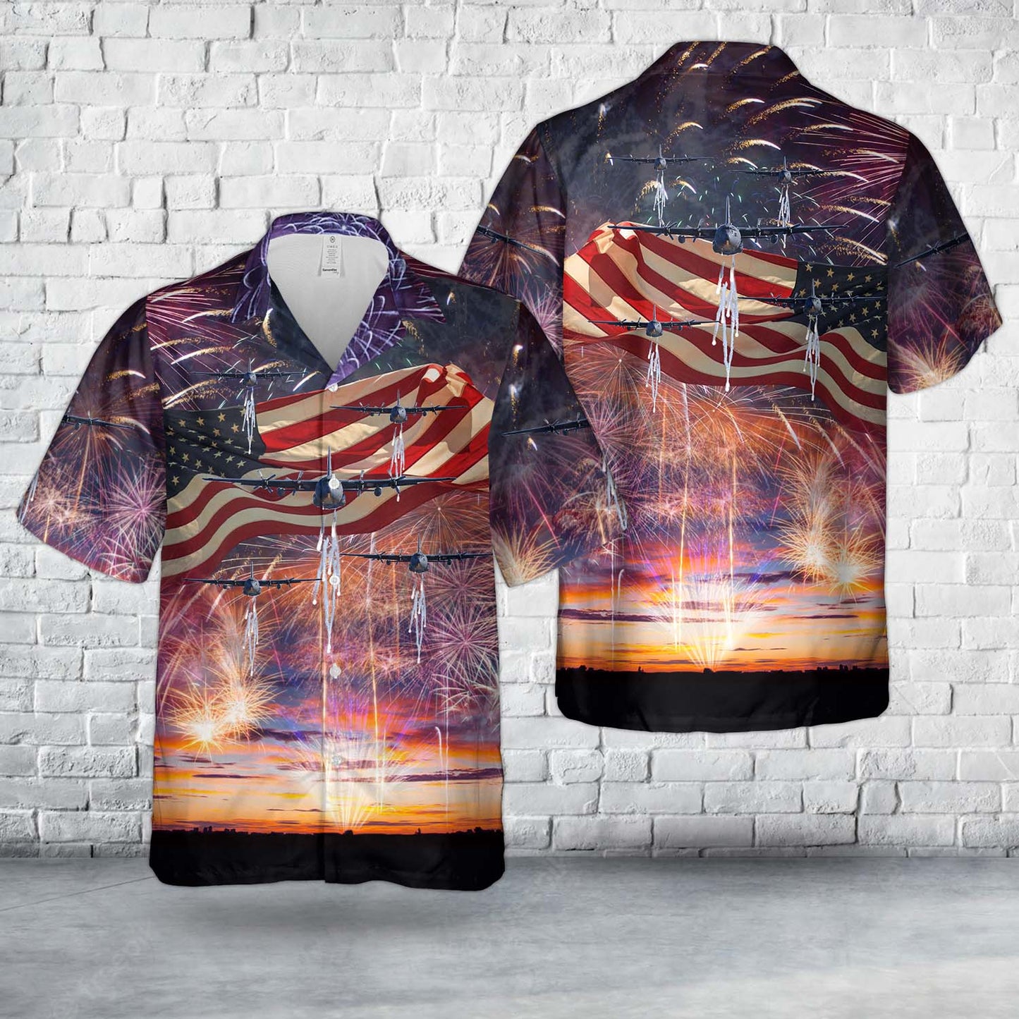 US Air Force Michigan Air National Guard C-130E Hercules aircraft from 171st Airlift Squadron, 4th Of July Hawaiian Shirt