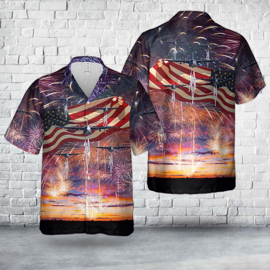 US Air Force Michigan Air National Guard C-130E Hercules aircraft from 171st Airlift Squadron, 4th Of July Hawaiian Shirt