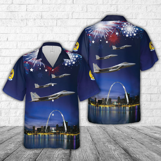 USAF Missouri Air National Guard 110th Fighter Squadron McDonnell Douglas F-15C Eagle, 4th Of July Hawaiian Shirt