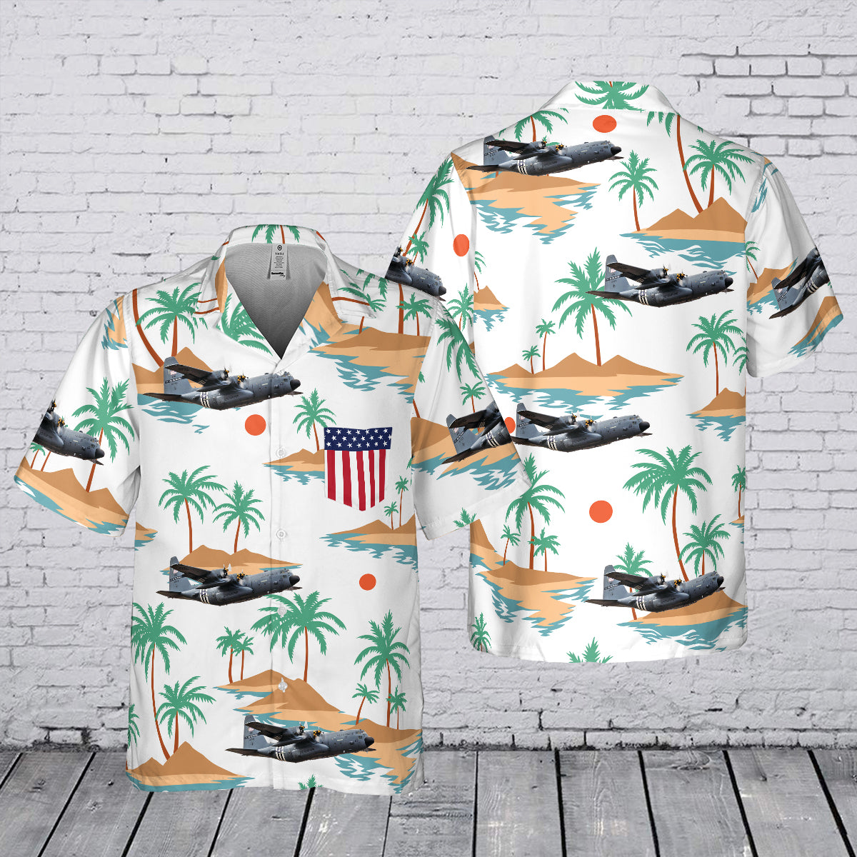 US Air Force Montana Air National Guard Lockheed C-130H Hercules Pocket Hawaiian Shirt