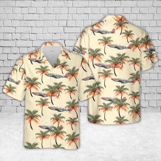 US Air Force P-51D-5 Mustang, 44-13500 / HL-N "Flying Dutchman" - 31st FG, 308th FS - San Severo, Italy, August 1944 Hawaiian Shirt