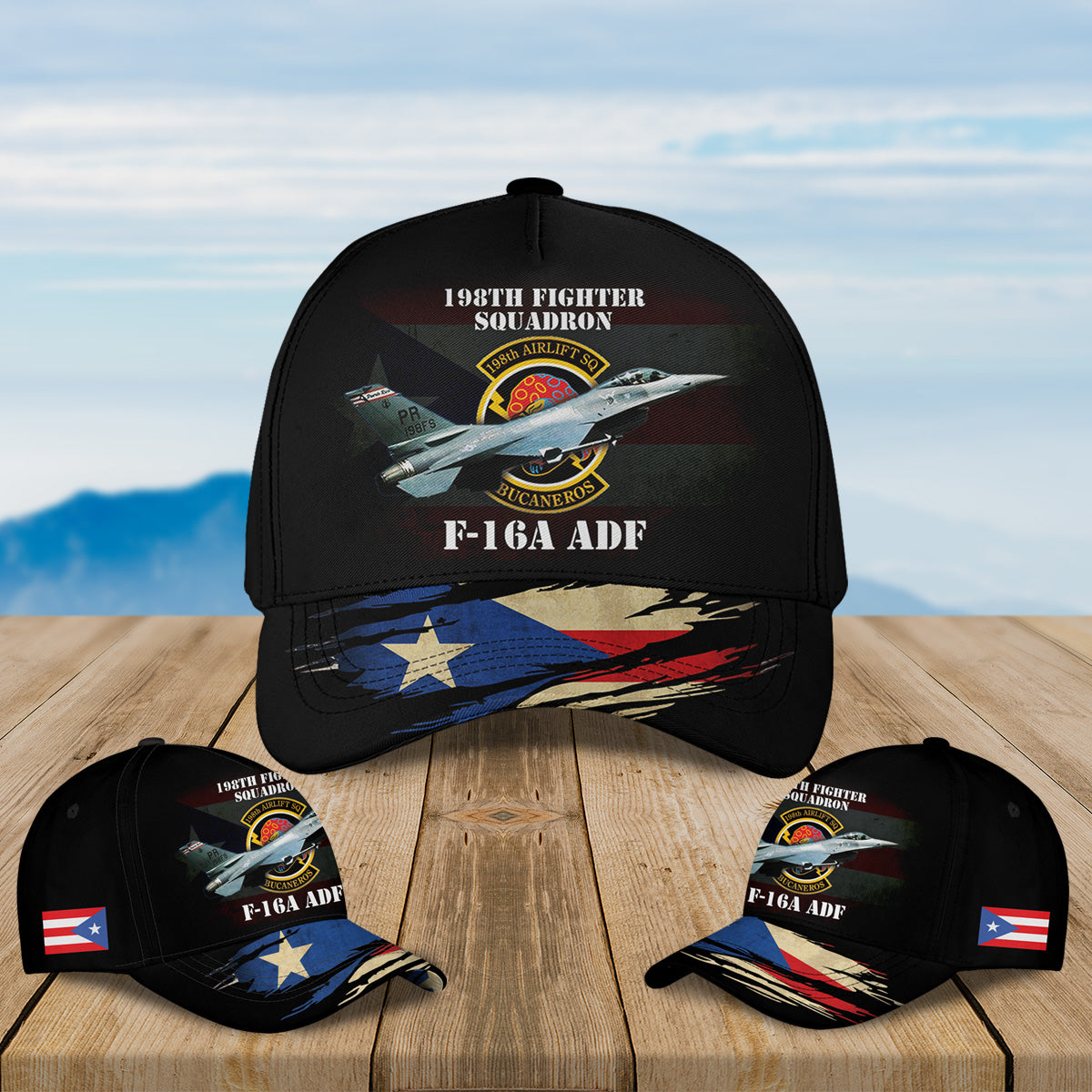 US Air Force Puerto Rico Air National Guard 198th Fighter Squadron F-16 Baseball Cap