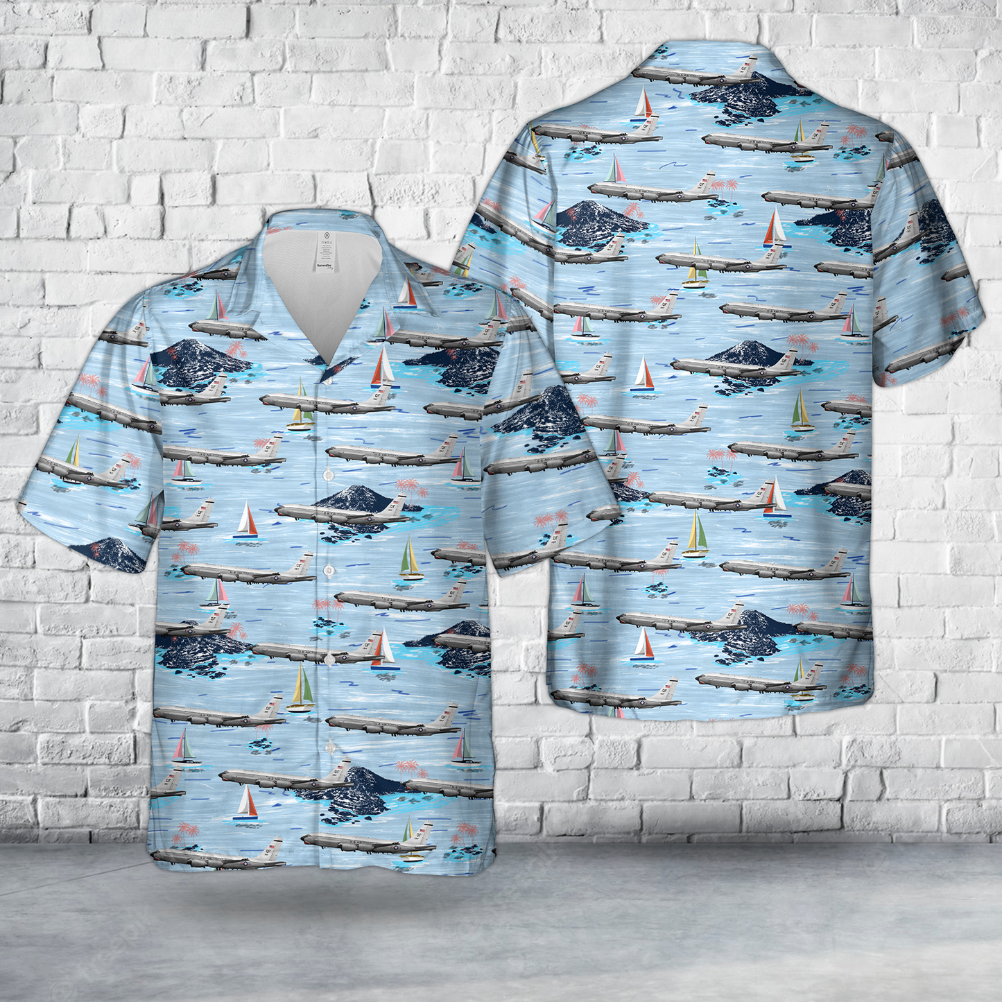 US Air Force RC-135U Combat Sent 55th Wing, 45th Reconnaissance Squadron, 64-14847 - Offutt AFB, NE - 2016 Hawaiian Shirt