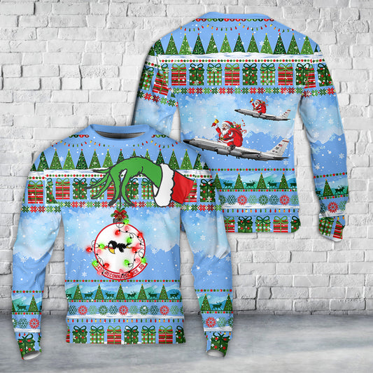 US Air Force RC-135V/W Rivet Joint 55th Wing, 38th Reconnaissance Squadron, 64-4845 - Offutt AFB, NE - 2017 Christmas AOP Sweater