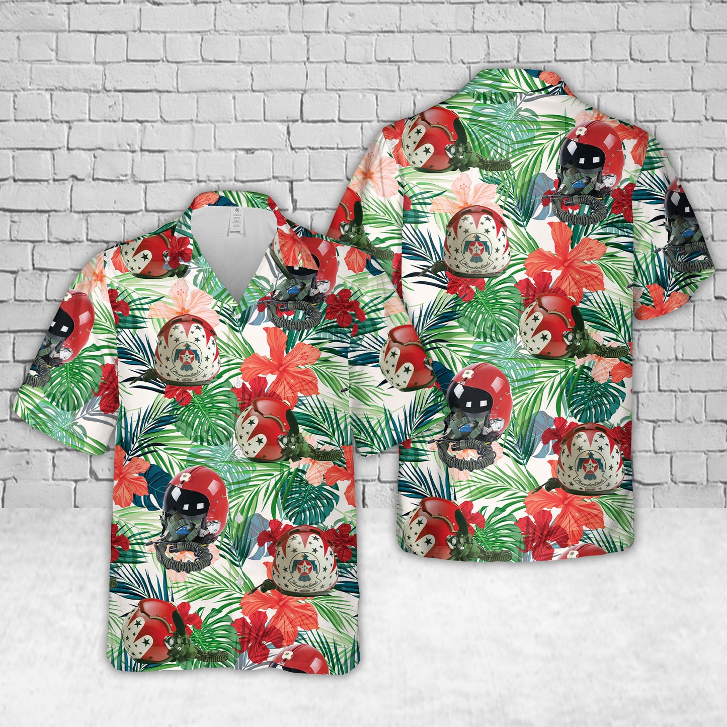 US Air Force Thunderbirds Red, white, and blue flight helmet with black visor Hawaiian Shirt