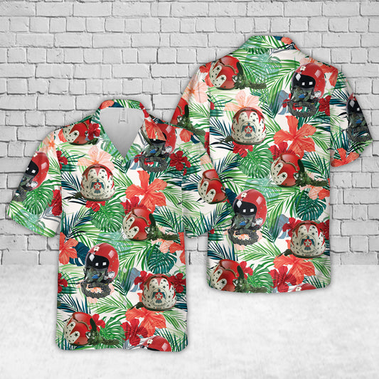 US Air Force Thunderbirds Red, white, and blue flight helmet with black visor Hawaiian Shirt