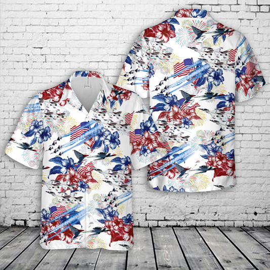 US Air Force Thunderbirds, Red White And Blue, 4th Of July Hawaiian Shirt