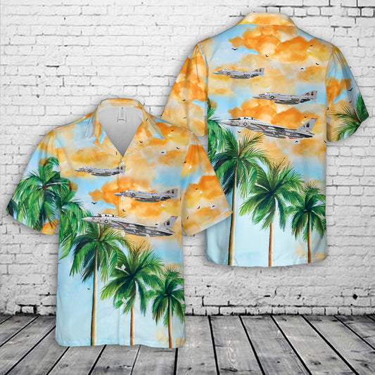 US Air Force VF-11 Red Rippers Transition, 1980 / F-4J Phantom II - F-14A Tomcat Hawaiian Shirt
