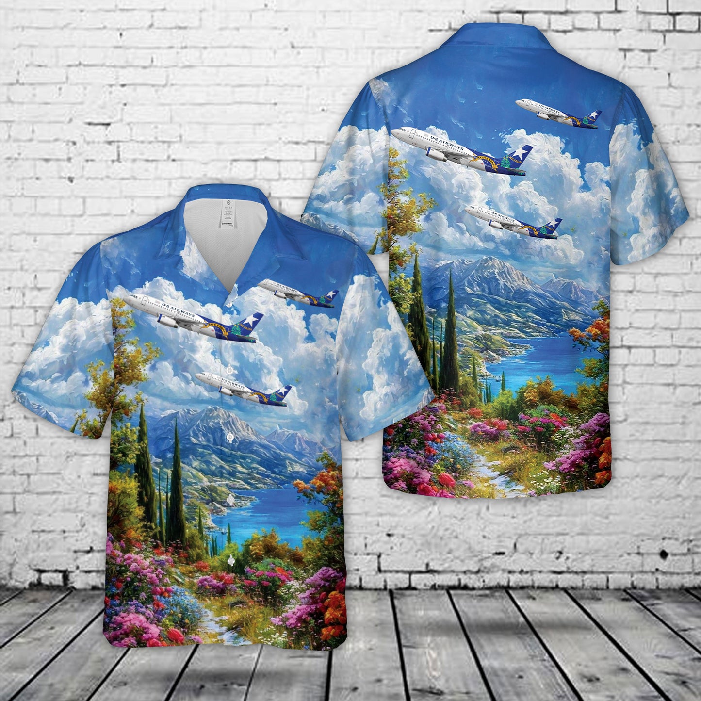 US Airways "Battle Born" Airbus A319-132 Hawaiian Shirt