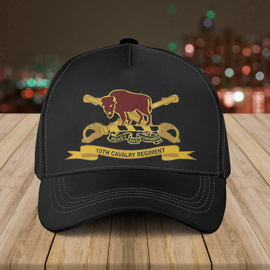 US Army - 10th Cavalry Regiment w Br - Ribbon Baseball Cap