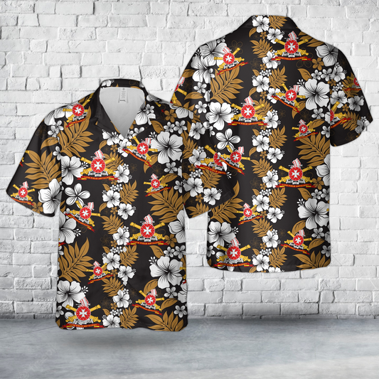 US Army - 14th Field Artillery w Br - Ribbon Hawaiian Shirt