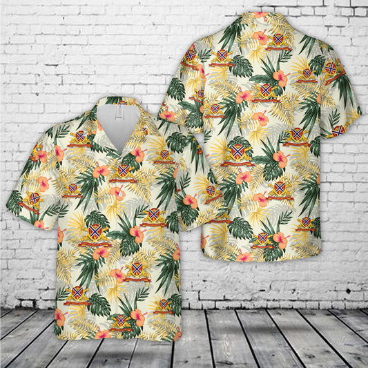 US Army - 175th Field Artillery Battalion - DUI w Br - Ribbon Hawaiian Shirt