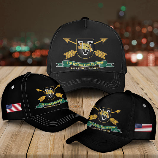 US Army - 5th Special Forces Group - Flash - TF Dagger w Br - Ribbon Baseball Cap