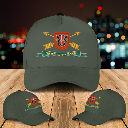 US Army - 7th Special Forces Group - Flash w Br - Ribbon Baseball Cap