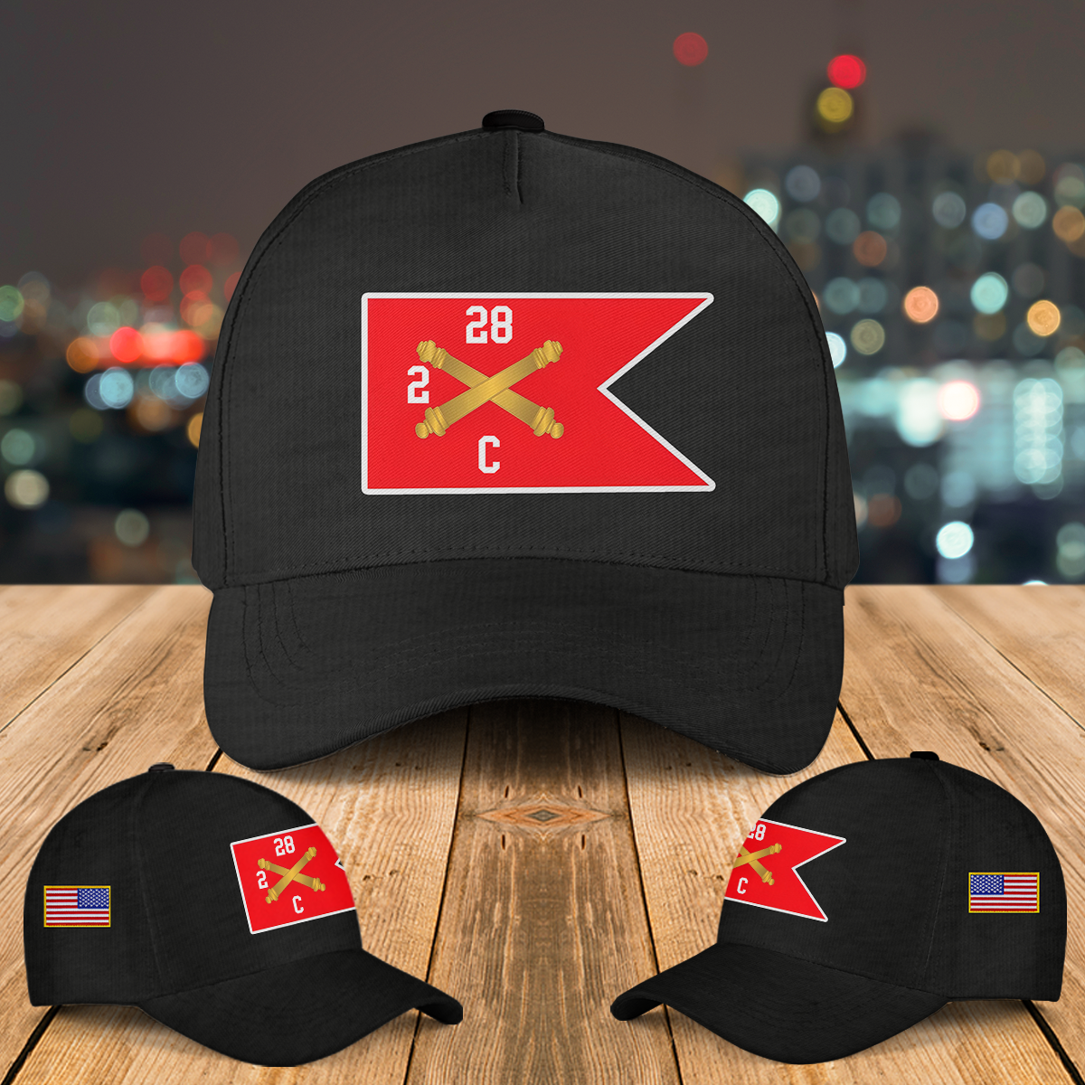US Army - C Brty, 2nd Battalion 28th Field Artillery Regiment - Red Wing Guidon Baseball Cap