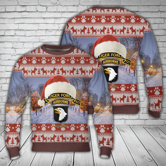 US Army 1-327 Airborne Infantry 'Tiger Force' LRRP - Vietnam War Christmas Sweater