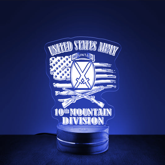 US Army 10Th Mountain Division Custom Shape Photo Night Light