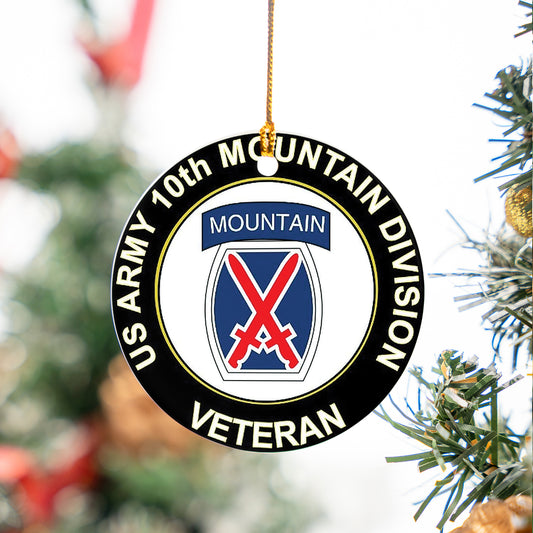 US Army 10th Mountain Division Veteran Ceramic Ornament
