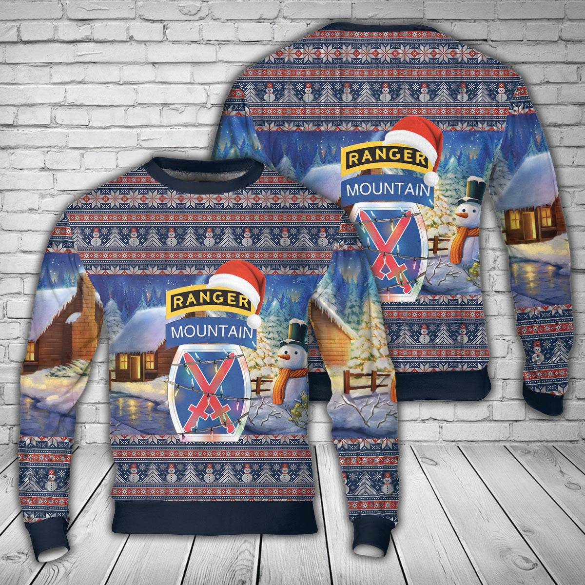US Army 10th Mountain Division with Ranger Tab Christmas Sweater ...