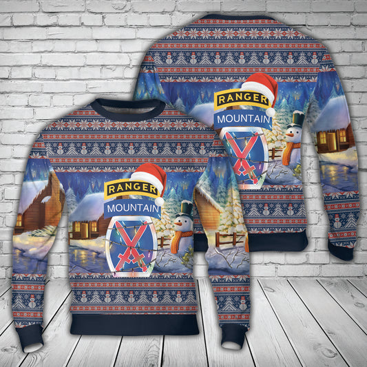 US Army 10th Mountain Division with Ranger Tab Christmas Sweater