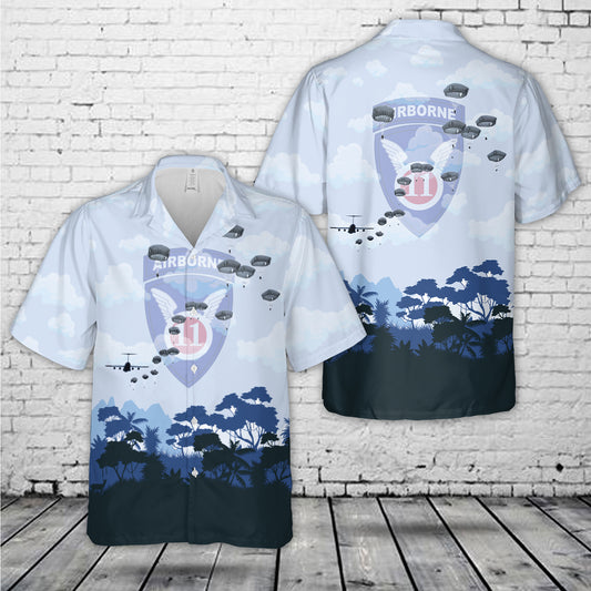 US Army 11th Airborne Division Parachute Hawaiian Shirt