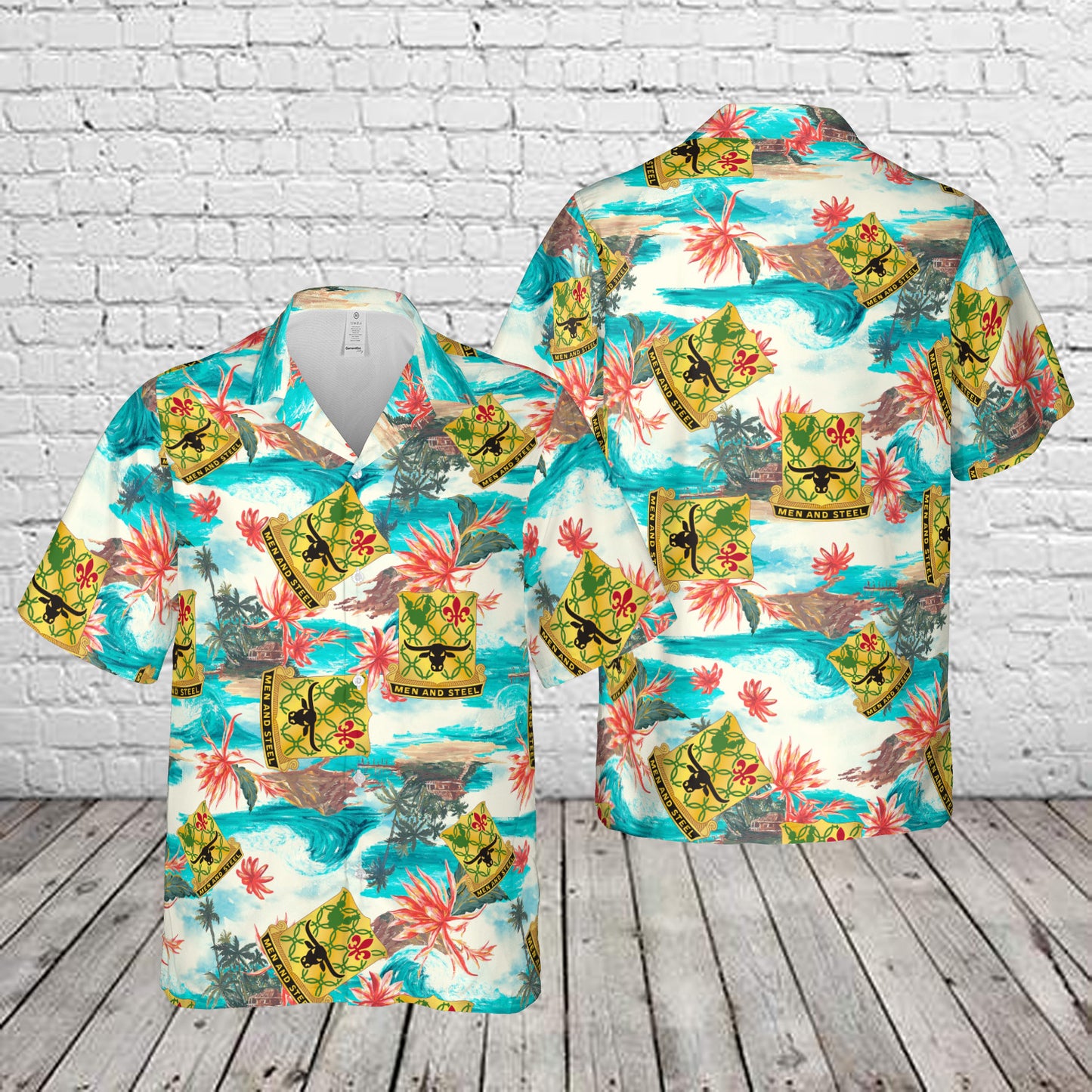 US Army 149th Armored Regiment Men and Steel Hawaiian Shirt