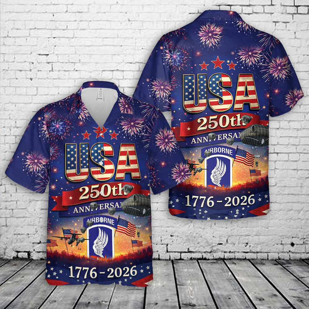 US Army 173rd Airborne Brigade 250th Anniversary 1776-2026 Hawaiian Sh ...