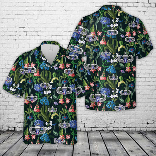 US Army 173rd Airborne Brigade Jumpmaster Senior Wings Hawaiian Shirt