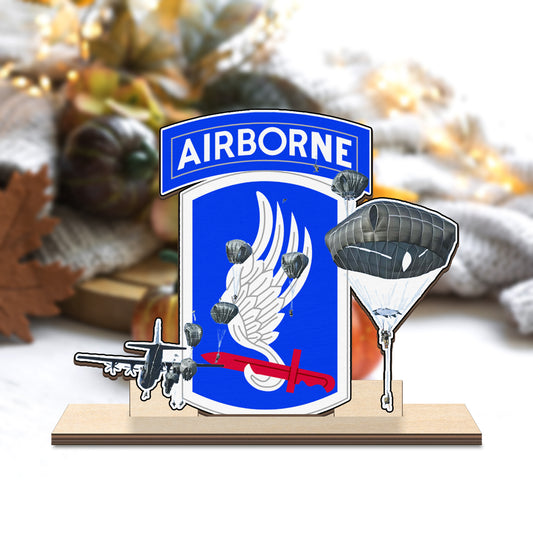 US Army 173rd Airborne Brigade Paratrooper Custom Shape Wood Standee