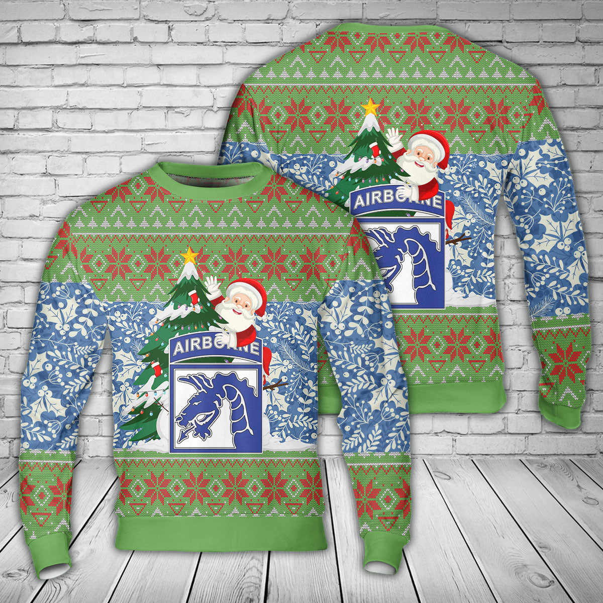 US Army 18th Airborne Corps Sky Dragons Christmas Sweater