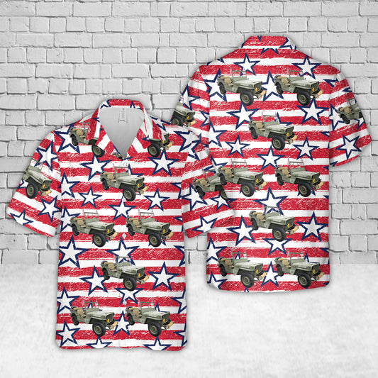 US Army 1942 Willys Military Jeep, 4th Of July Hawaiian Shirt