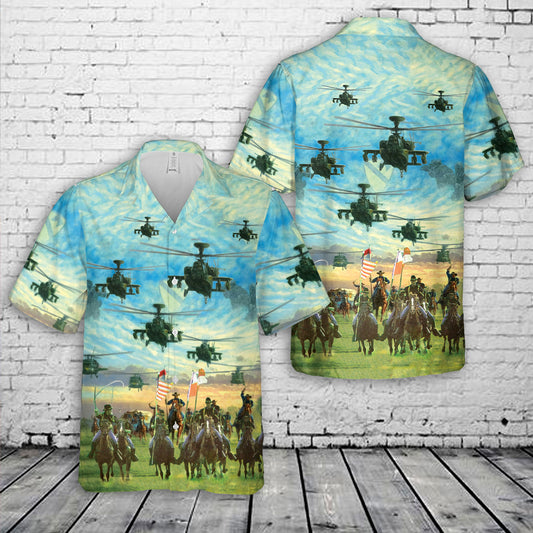 US Army 1st Cavalry Division's Combat Aviation Brigade With The Horse Detachment Hawaiian Shirt