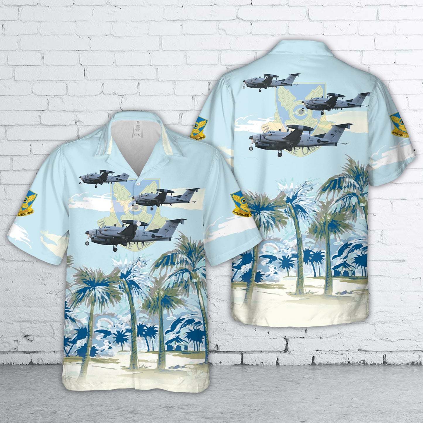 US Army 1st Military Intelligence Battalion (Aerial Exploitation) "Flying Eye Battalion" RC-12K Guardrail Hawaiian Shirt