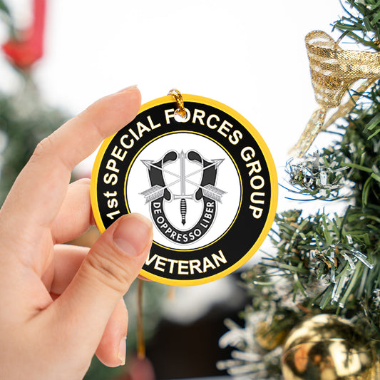 US Army 1st Special Forces Group Unit Crest Veteran Ceramic Ornament