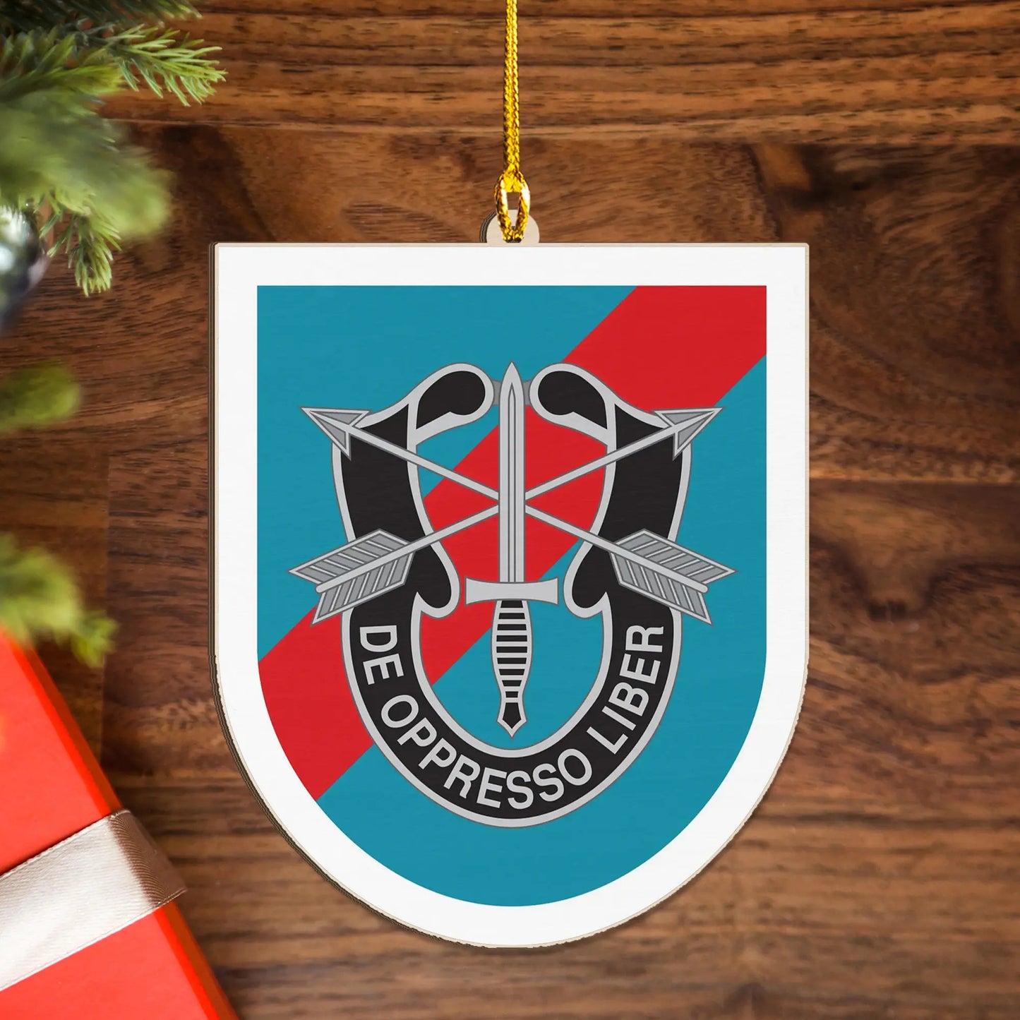 US Army 20th Special Forces Group (20th SFG) 2-side Printed Wood Ornament