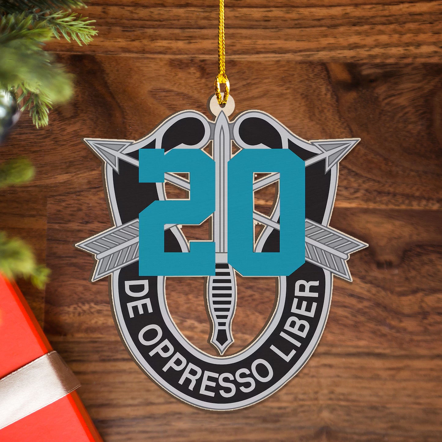 US Army 20th Special Group (20th SFG) 2-side Printed Wood Ornament
