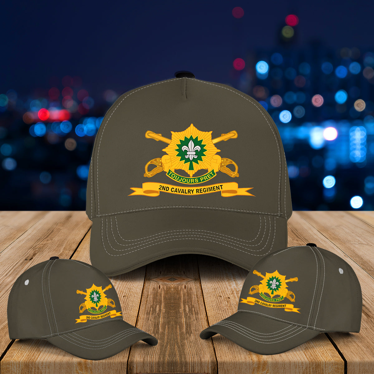 US Army 2nd Cavalry Regiment w Br Ribbon Baseball Cap