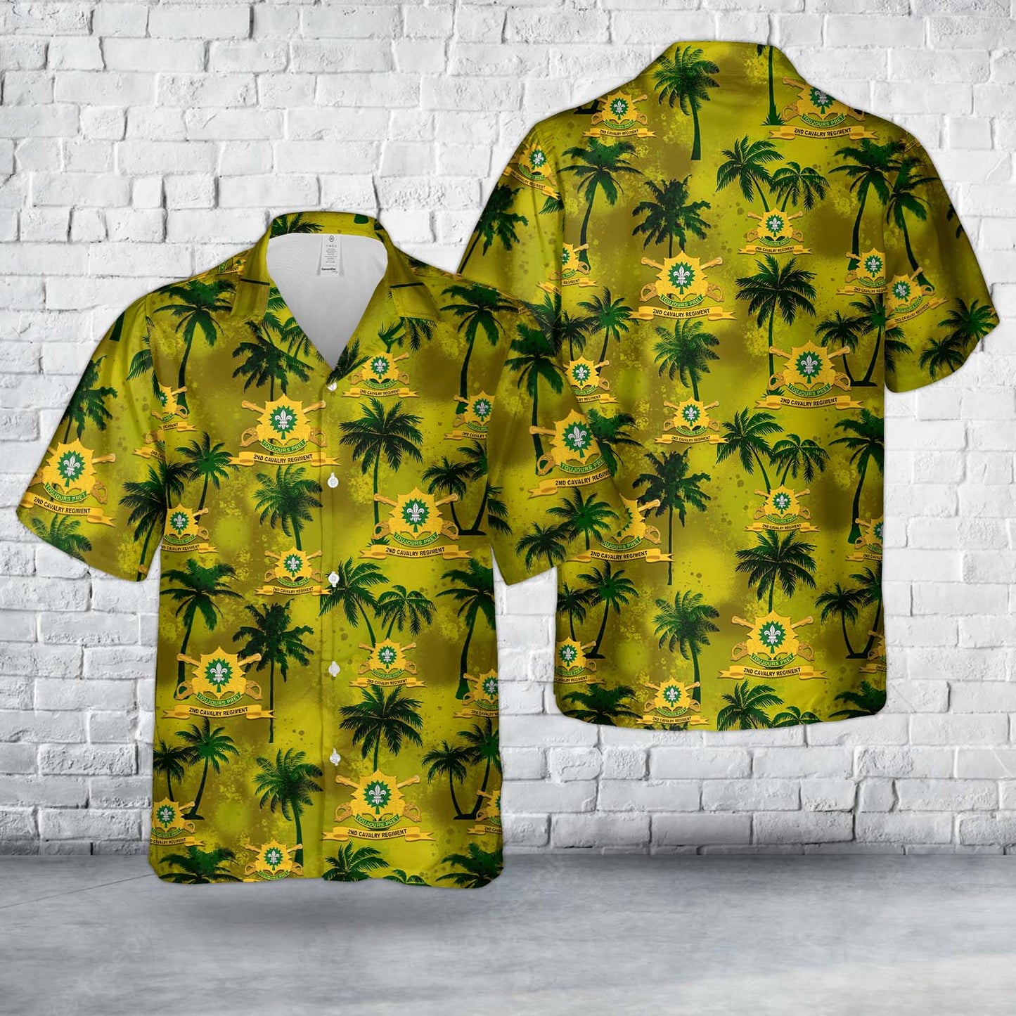 US Army 2nd Cavalry Regiment w Br Ribbon Hawaiian Shirt