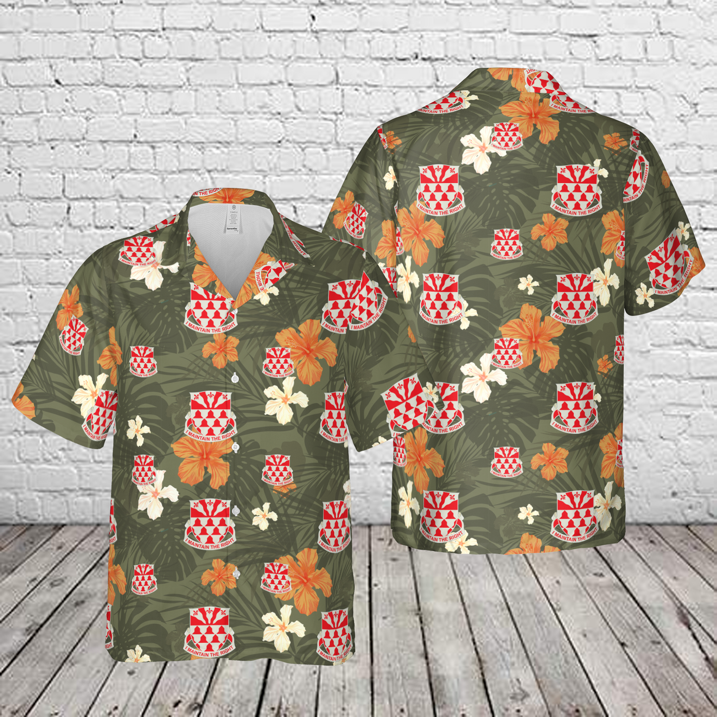 US Army 307th Engineer Battalion Patch Hawaiian Shirt