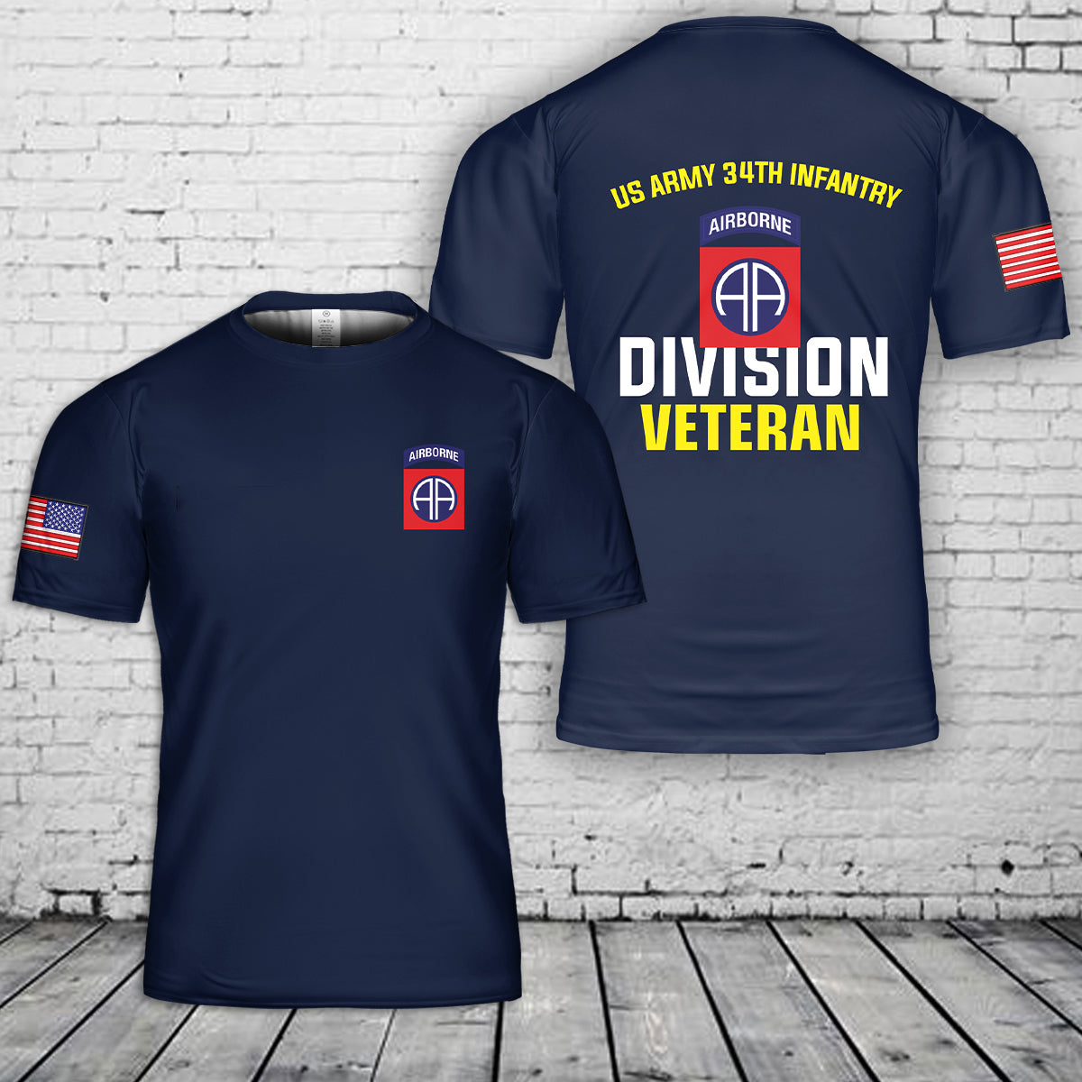 US Army 34th Infantry Division Red Bull Veteran 3D T-Shirt
