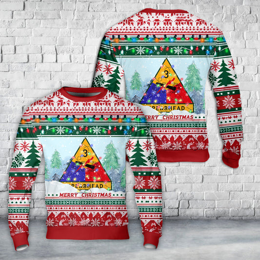 US Army 3rd Armored Division "Spearhead" Christmas AOP Sweater