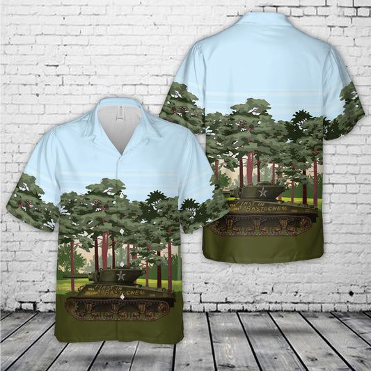US Army 4th Armored Division M4A3E2 Jumbo “Cobra King” with the “First in Bastogne” inscription Hawaiian Shirt