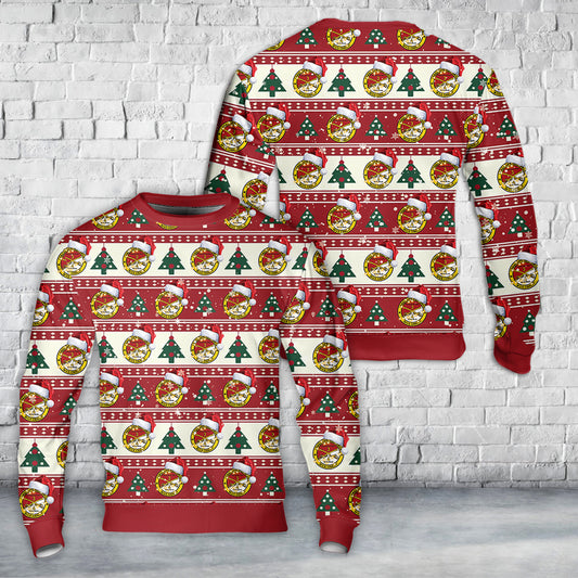 US Army 4th Squadron 3d U.S. Cavalry Regiment Longknife Squadron Christmas AOP Sweater