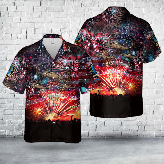 US Army 5-101, 5th Battalion, 101st Aviation Regiment "Eagle Assault", 4th Of July Hawaiiian Shirt