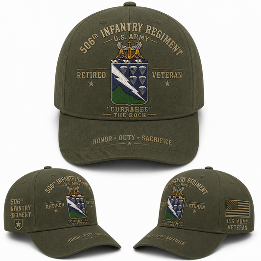 US Army 506th Infantry Regiment Retired Veteran Baseball Cap