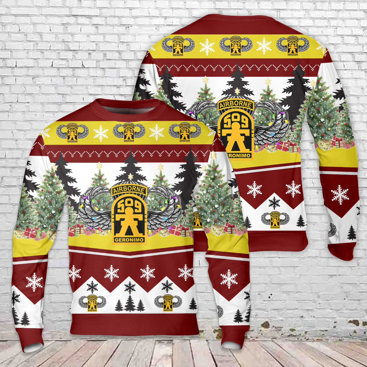 US Army 509th Parachute Infantry Regiment Geronimo Christmas Sweater