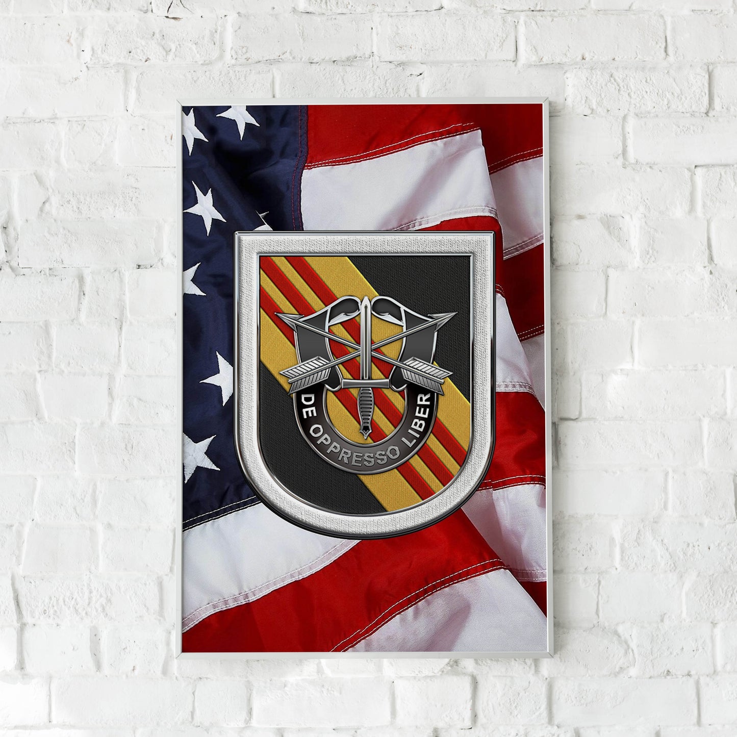US Army 5th Special Forces Group With American Flag Poster