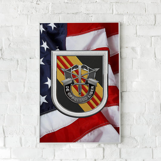 US Army 5th Special Forces Group With American Flag Poster