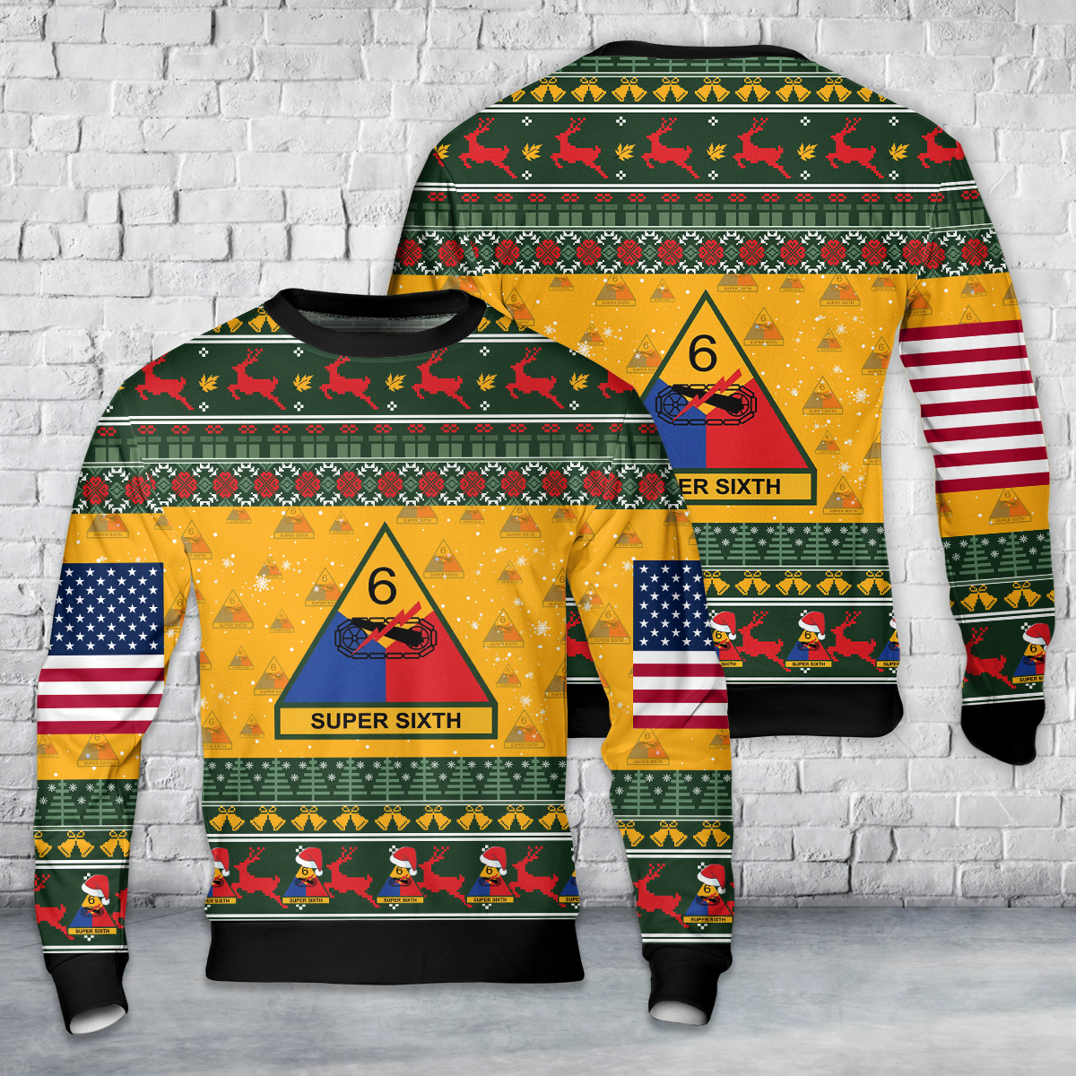 US Army 6th Armored Division (6th AD) Christmas AOP Sweater